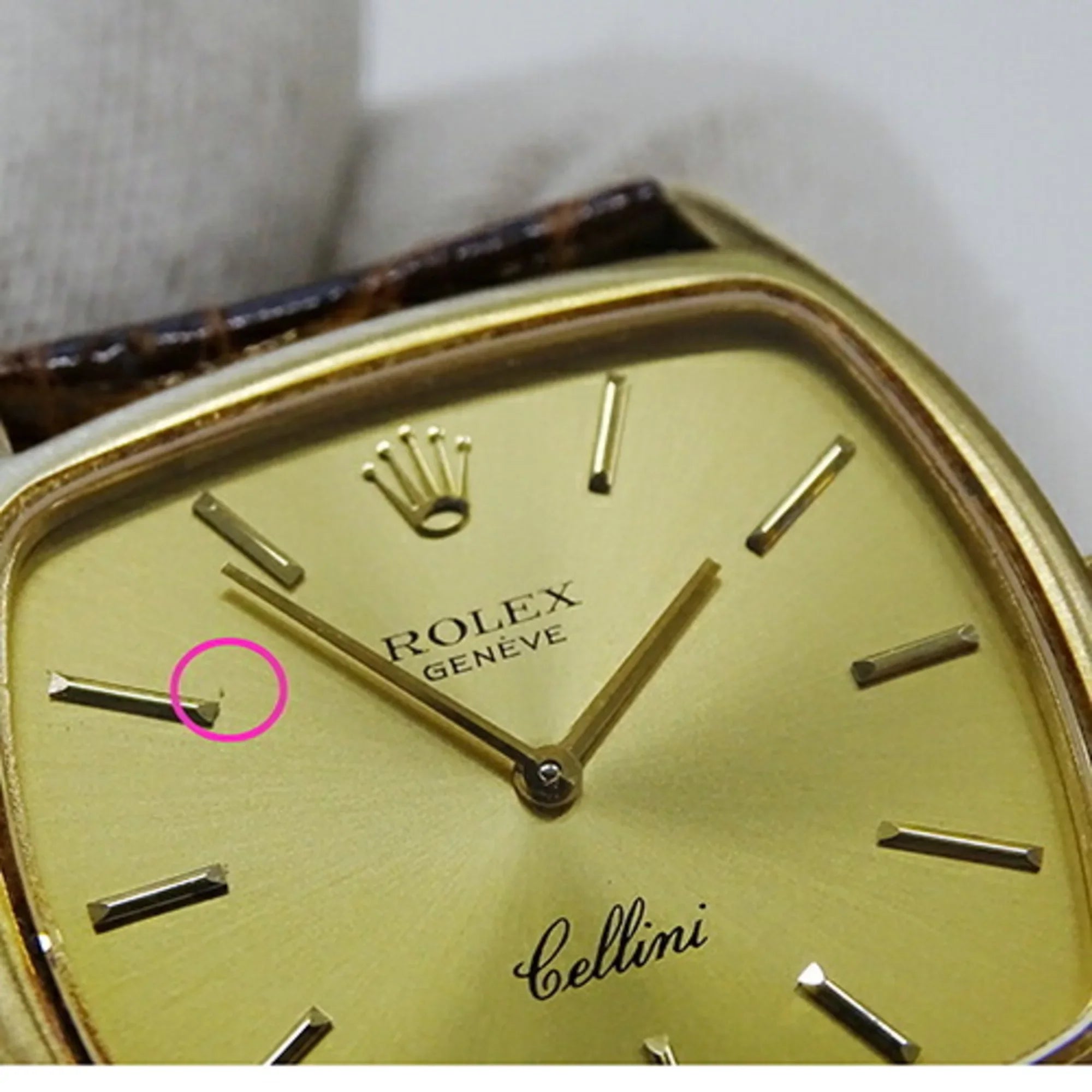 Authenticated Used Rolex ROLEX Cellini 3805 Cal.1600 watch men's hand winding 750YG leather gold brown polished