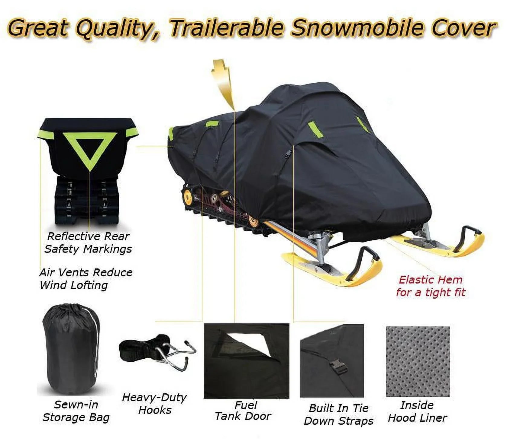 Snow shield suitable for 2001-2004 Arctic Cat snowmobile model MOUNTAIN CAT, Trailerable 600 Denier Snow Machine Sled Gear