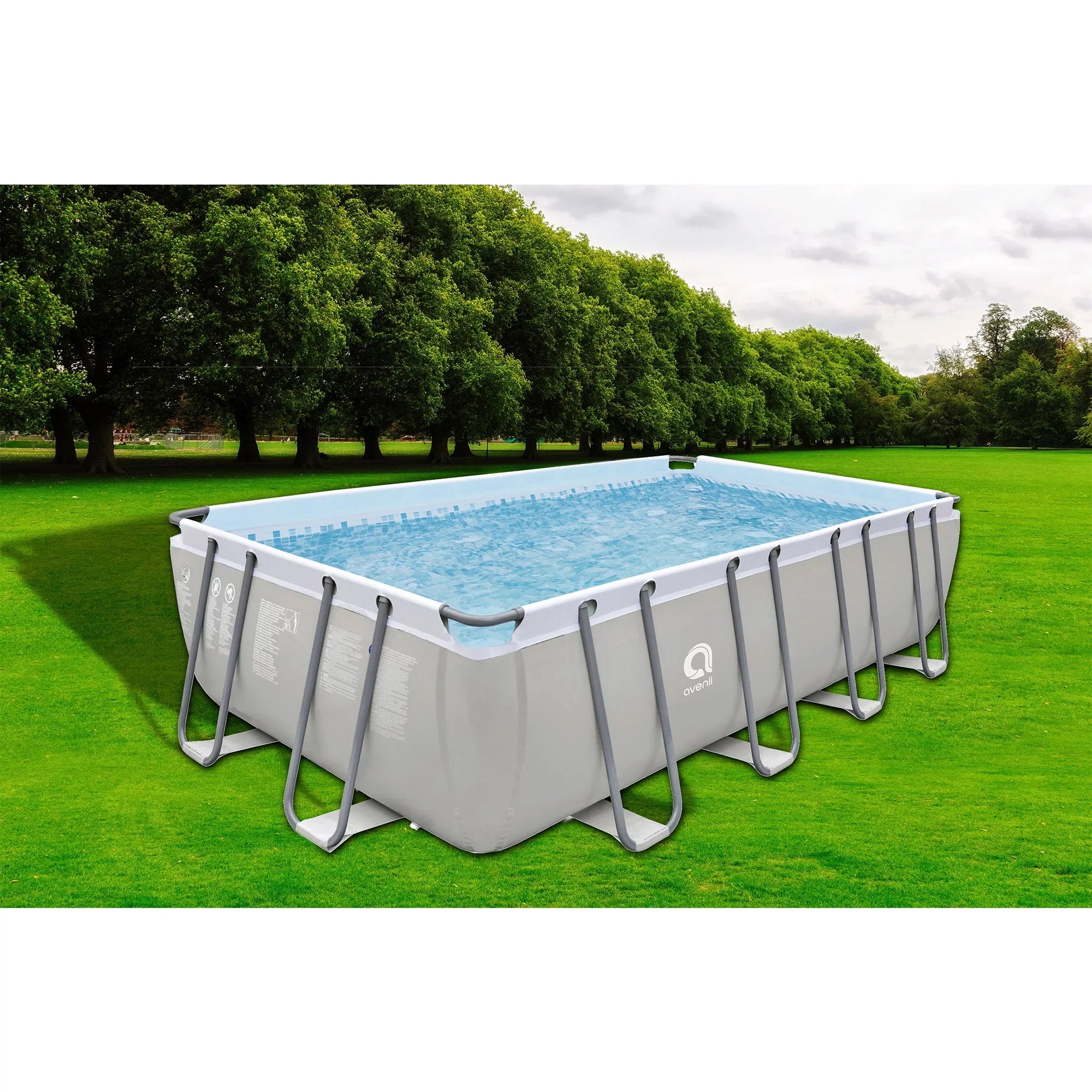 JLeisure 17776 18 x 10 Foot Above Ground Steel Frame Swimming Pool, Gray