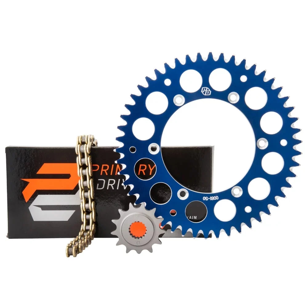 Primary Drive Alloy Kit & Gold X-Ring Chain Blue Rear Sprocket For YAMAHA YZ125 2022