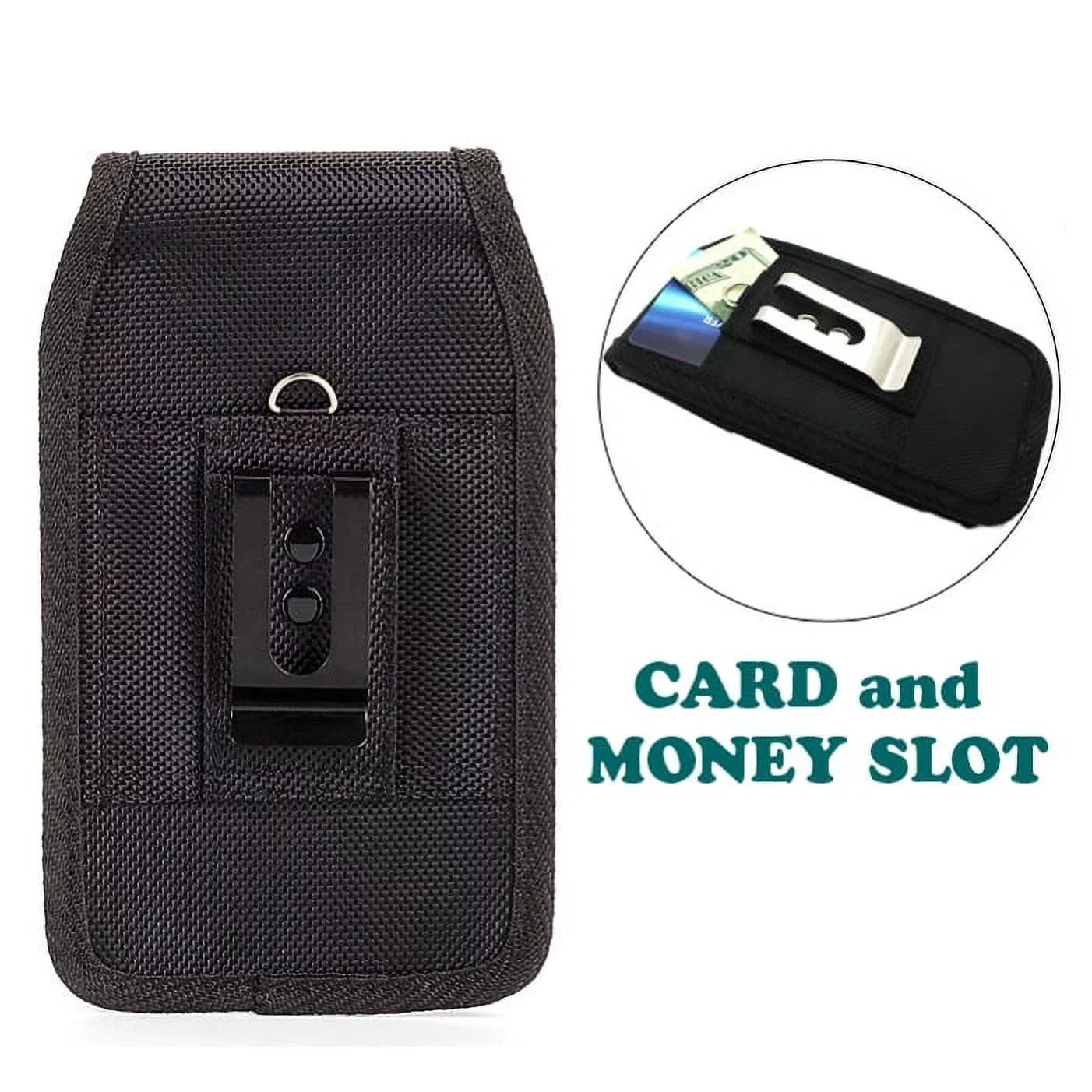 Rugged Canvas Case Holster Metal Belt Clip w Black 6ft Long Type-C Cable Rapid Charge USB Wire Sync Y8K for Blackberry Motion - BLU G9, Vivo XI Plus - Coolpad Legacy - Google Pixel XL 3a XL
