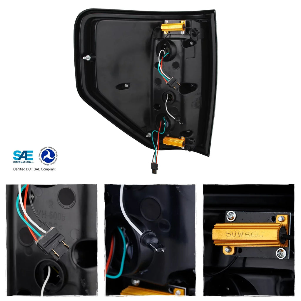 AKKON - Fit 2008 2009 2010 2011 2012 2013 2014  F150 [Full LED] Tail Lights Driver + Passenger Black