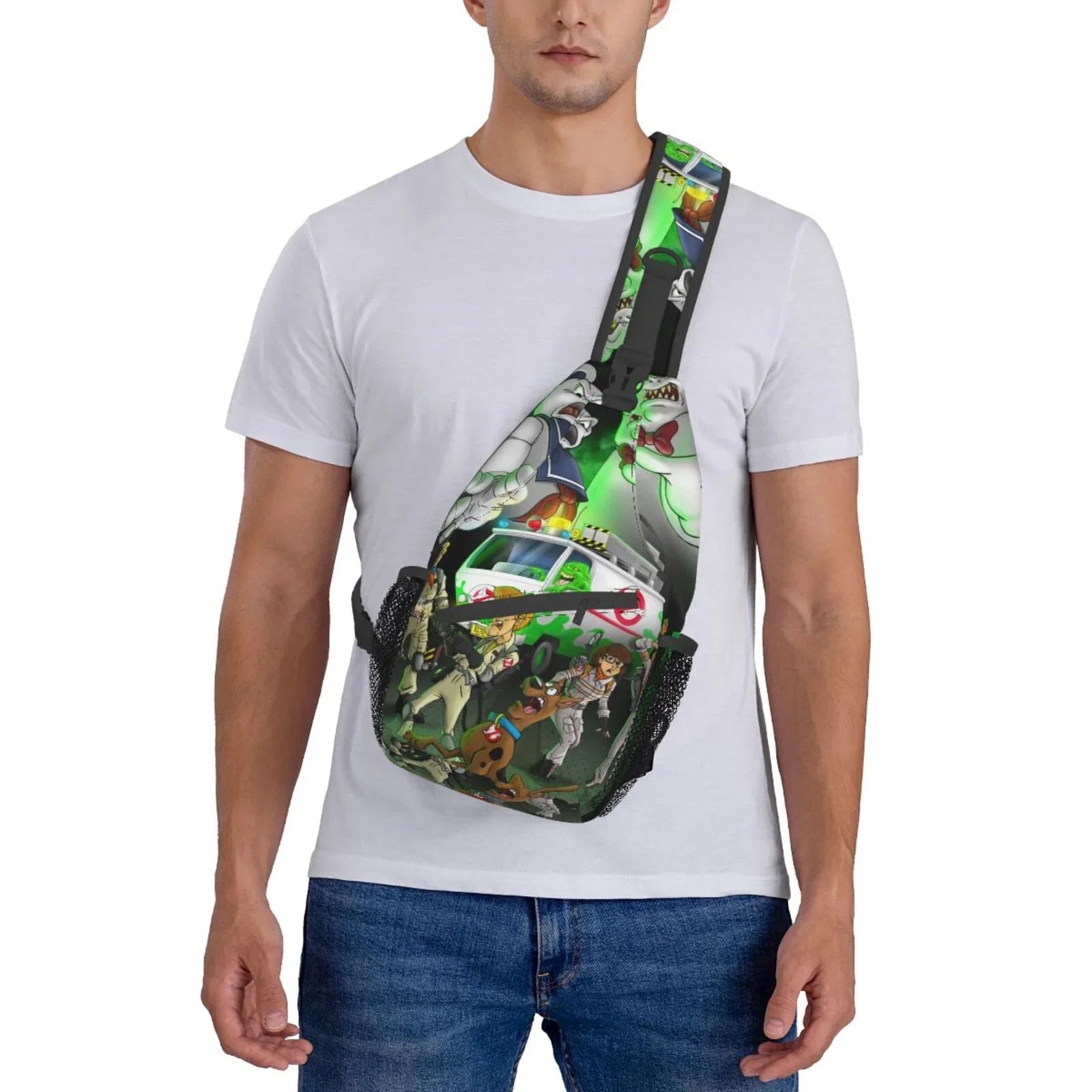 Scooby Ghostbusters Sling Bag Crossbody Backpack Chest Bags Diagonally Travel Daypack For Women Men Adults Teen