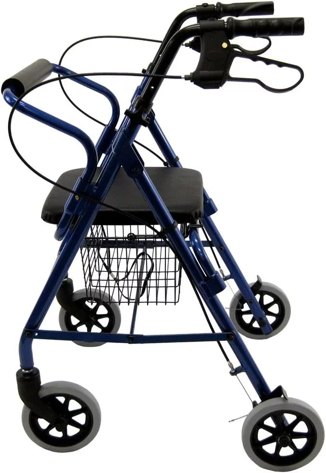 Karman Healthcare R-4100N-BL Aluminum Junior Rollator with Low Seat, Blue, 6" Casters