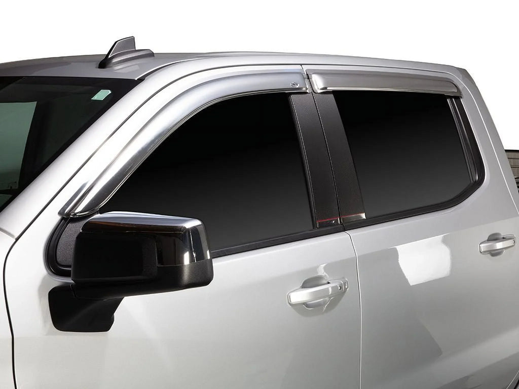 Auto Ventshade (AVS) by RealTruck Outside Mount Front Window Ventvisor 2Pc - Chrome appropriate with Select: 2017-2019 Nissan Titan Xd, 2021 Nissan Titan Sv/Sl/Platinum Reserve