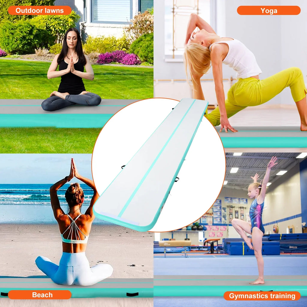 SKYSHALO Air Mat Inflatable Training Tumbling 20ft with Pump Gym Gymnastics Mat