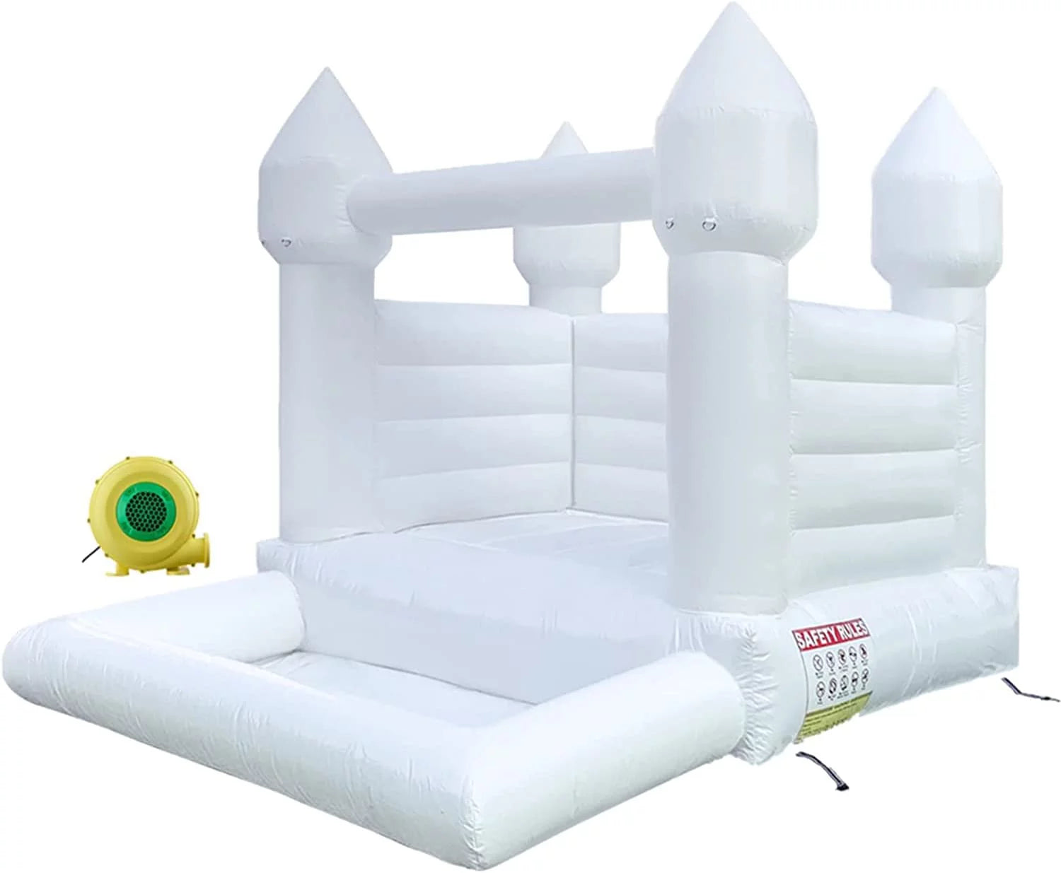 Connsann White Bounce House  Commericial Grade PVC  Jump Castle with Blower & Ball Pit  for Kids Outdoor Indoor Party
