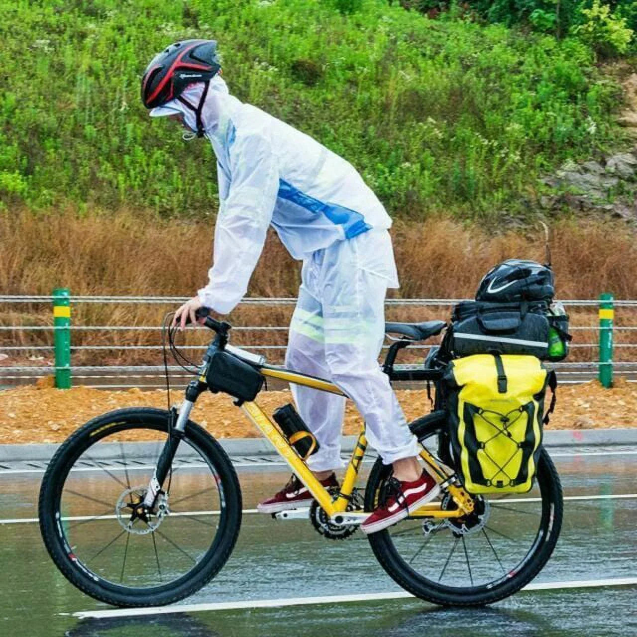 ROCKBROS Multifunction Road MTB Mountain Bike Bag Bicycle Pannier Rear Seat Trunk Bag 20-27L Yellow