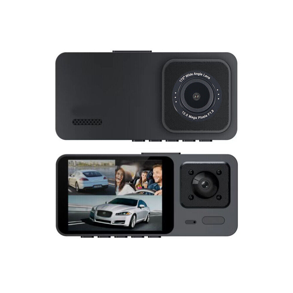 JLLOM 1080P 3 Lens HD Dual Lens Car Dash Cam Front/Rear/Inside Video Recorder Camera G-sensor