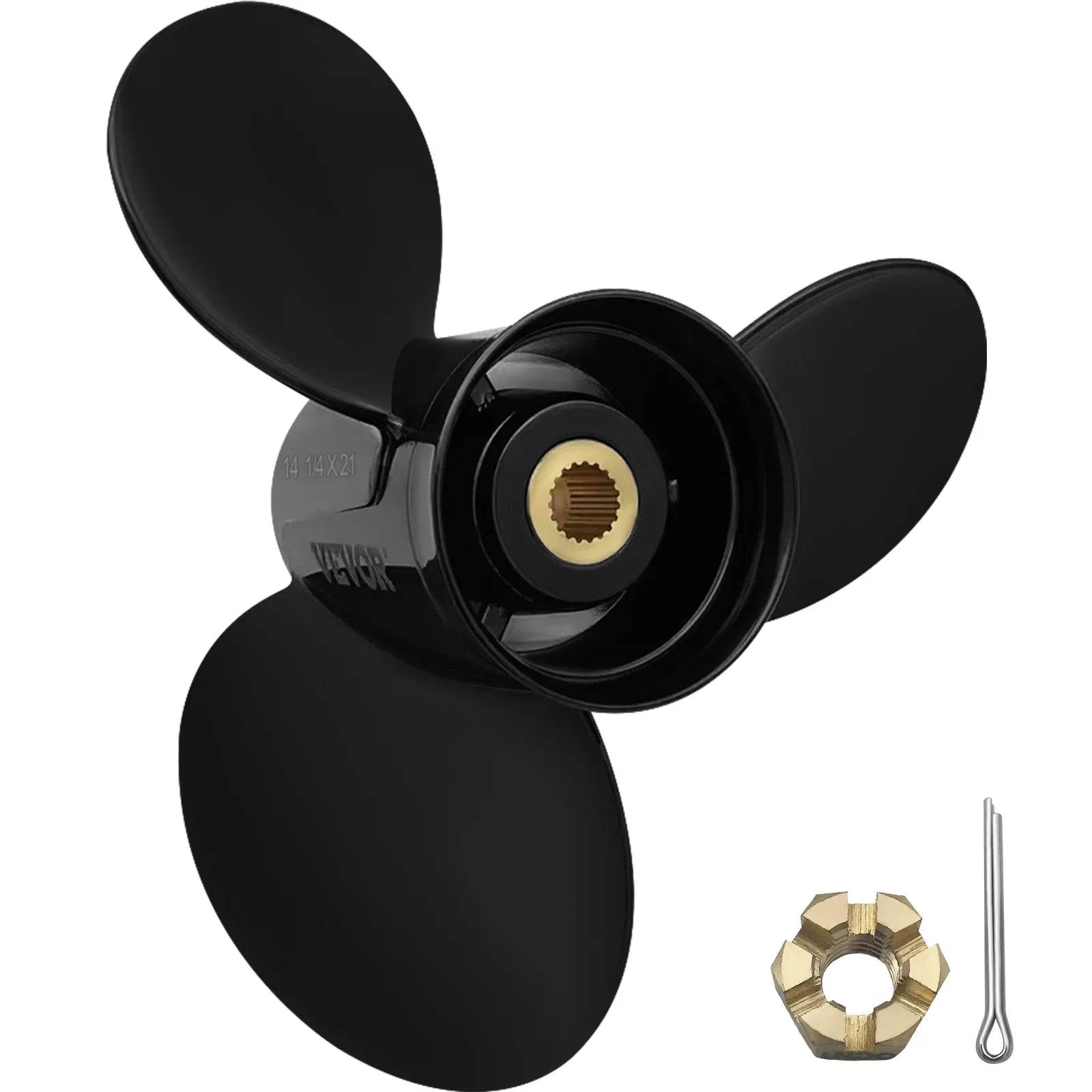 VEVOR Outboard Propeller, 3-Blade 14 1/4 x 21" craft Propeller, Replace for OEM 3817469, appropriate SX Sterndrives Outboard Volvo Penta Engine, Right-handed Aluminium Propeller & 19 Spline Teeth
