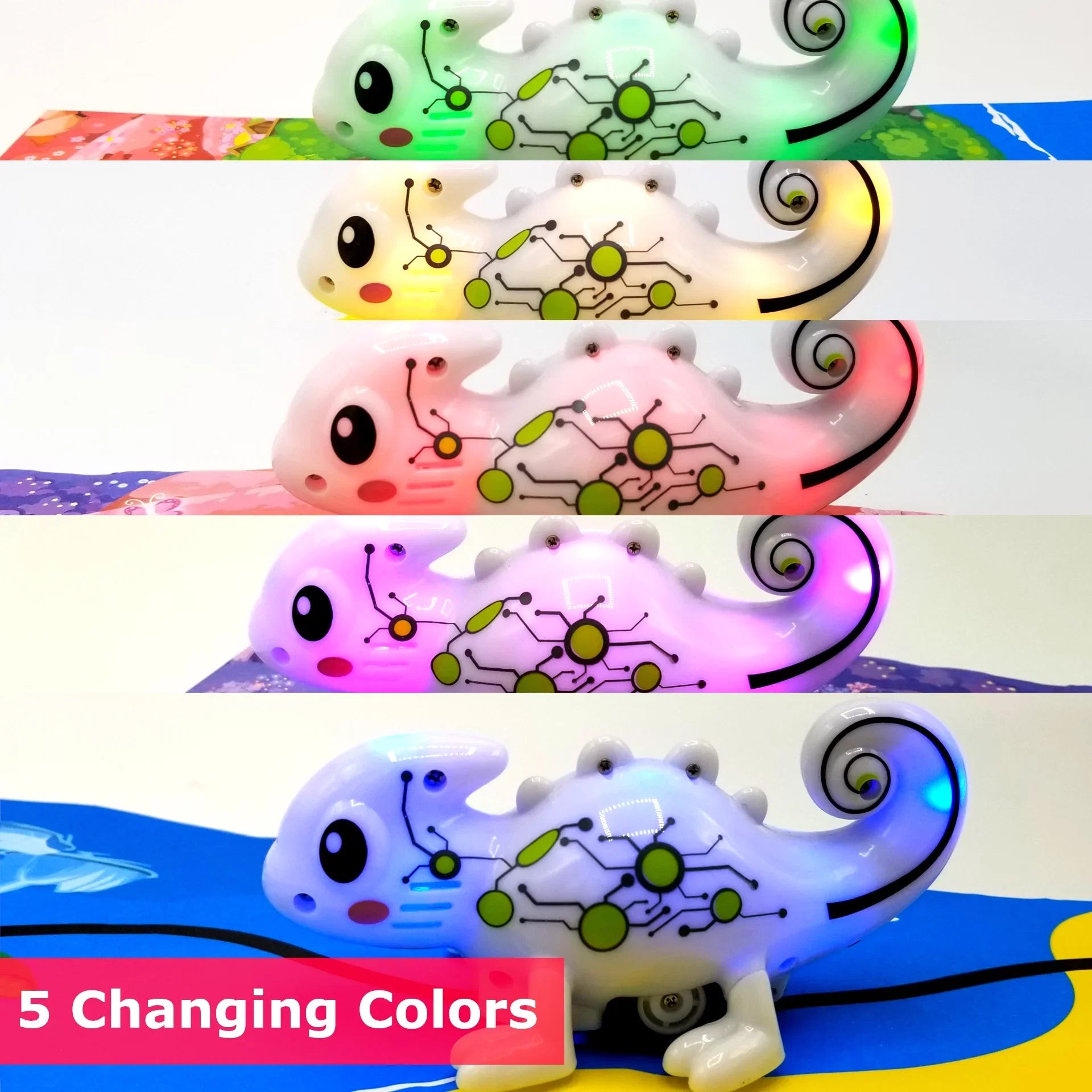 MukikiM Kool Kreepers - Mini Inductive Chameleon that follows the line you draw and changes colors.