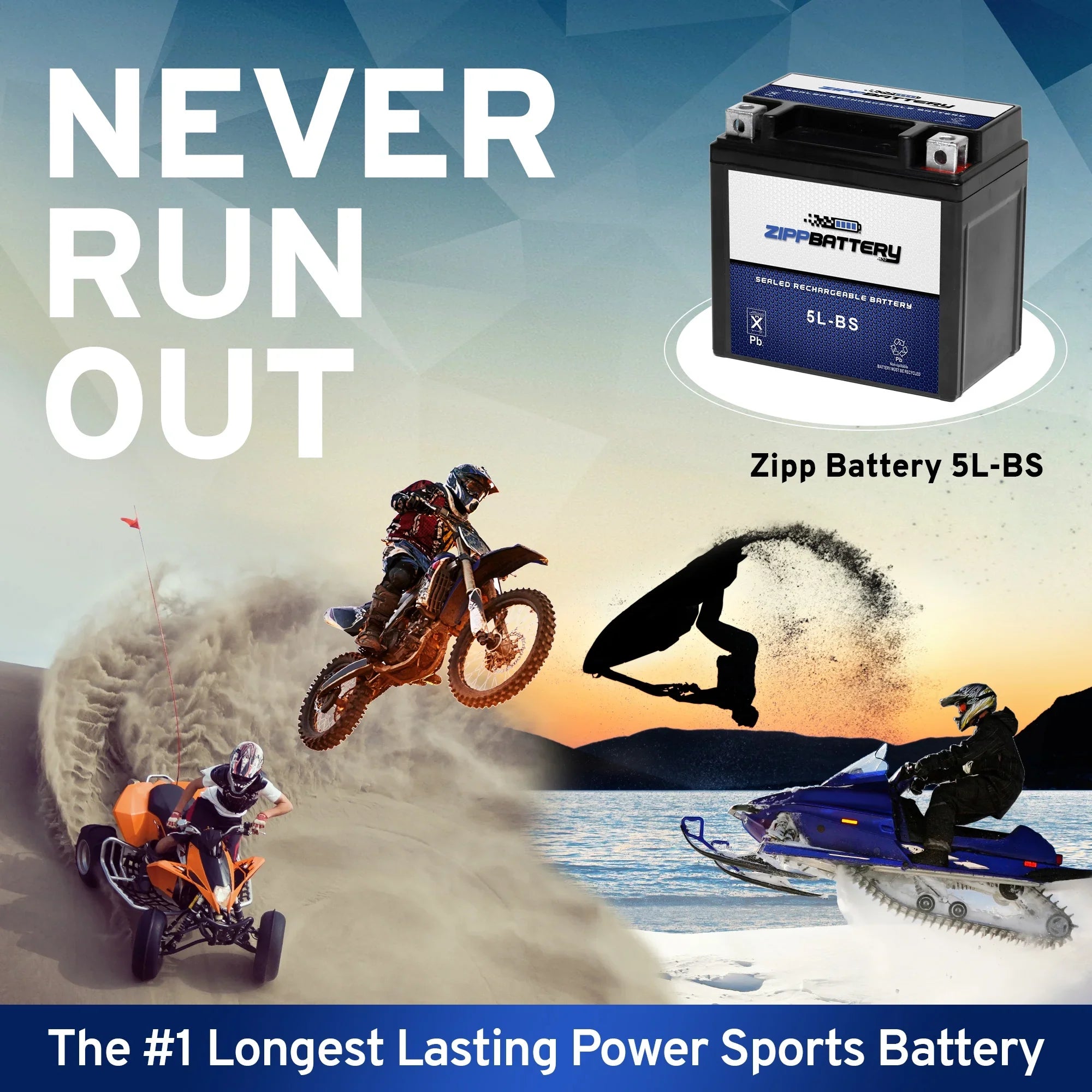 Zipp Battery Ytx5L-Bs Atv Battery for Polaris 90Cc Predator Sportsman Outlaw 2003