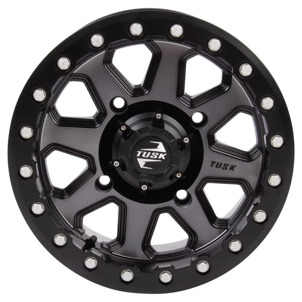 4/156 Tusk Uinta Beadlock Wheel 14x7 5.0 + 2.0 Gunmetal/Black For YAMAHA Wolverine RMAX 2 1000 R-Spec 2022