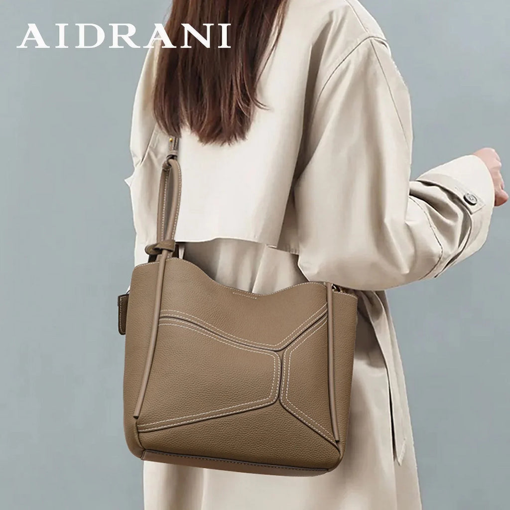 Aidrani Ladies 2024 new commuter Tote bag Fashion retro leather women's bag