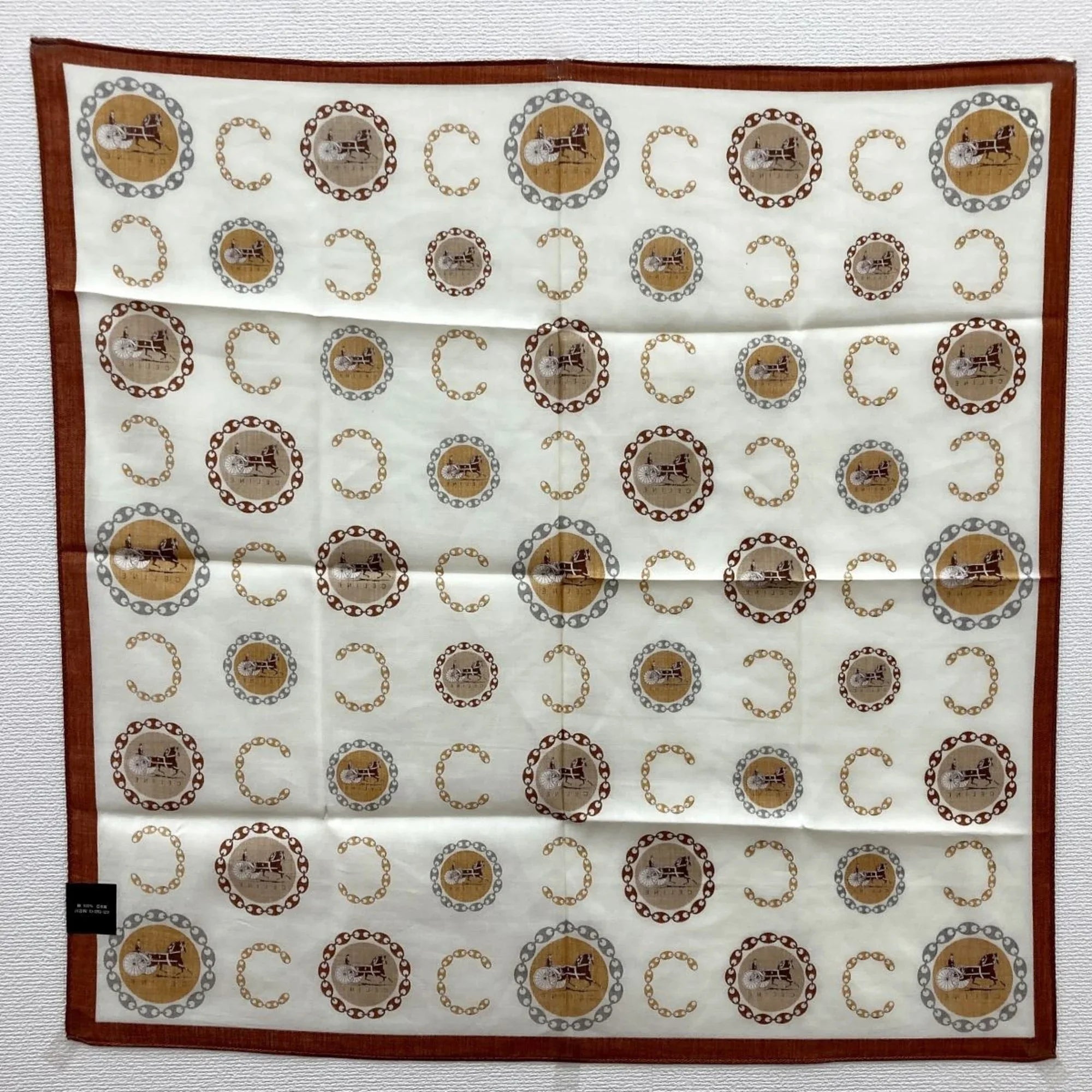 Pre-Owned CELINE Scarf Carriage Saluki Silk White Ladies (Good)