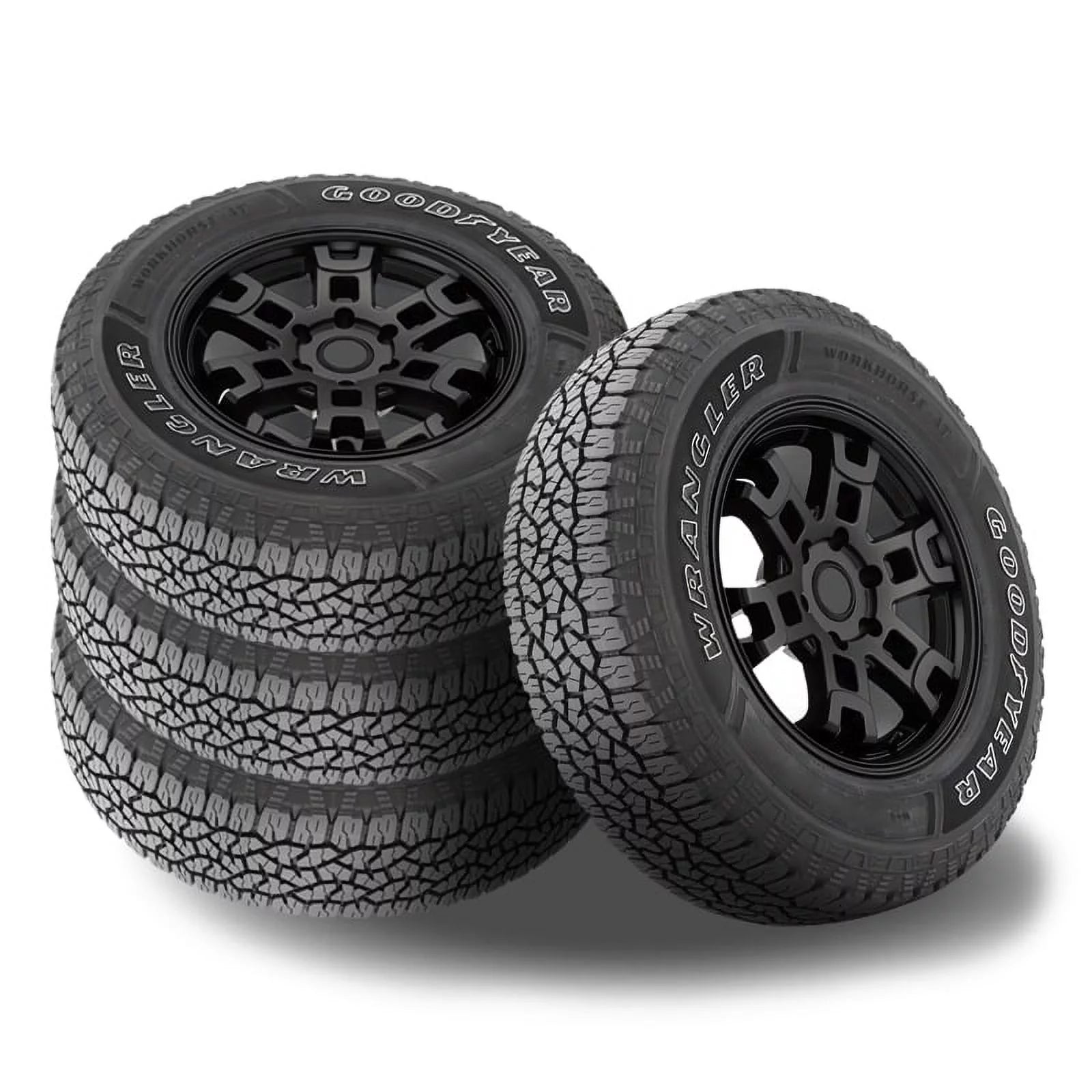 Set of 4 Goodyear Wrangler Workhorse A/T 225/65R17 102T OWL Tires, All Terrain, 3PMSF 480757856 / 225/65/17 / 2256517 Fits: 2014-23 Chevrolet Equinox LT, 2007-16 Honda CR-V EX-L