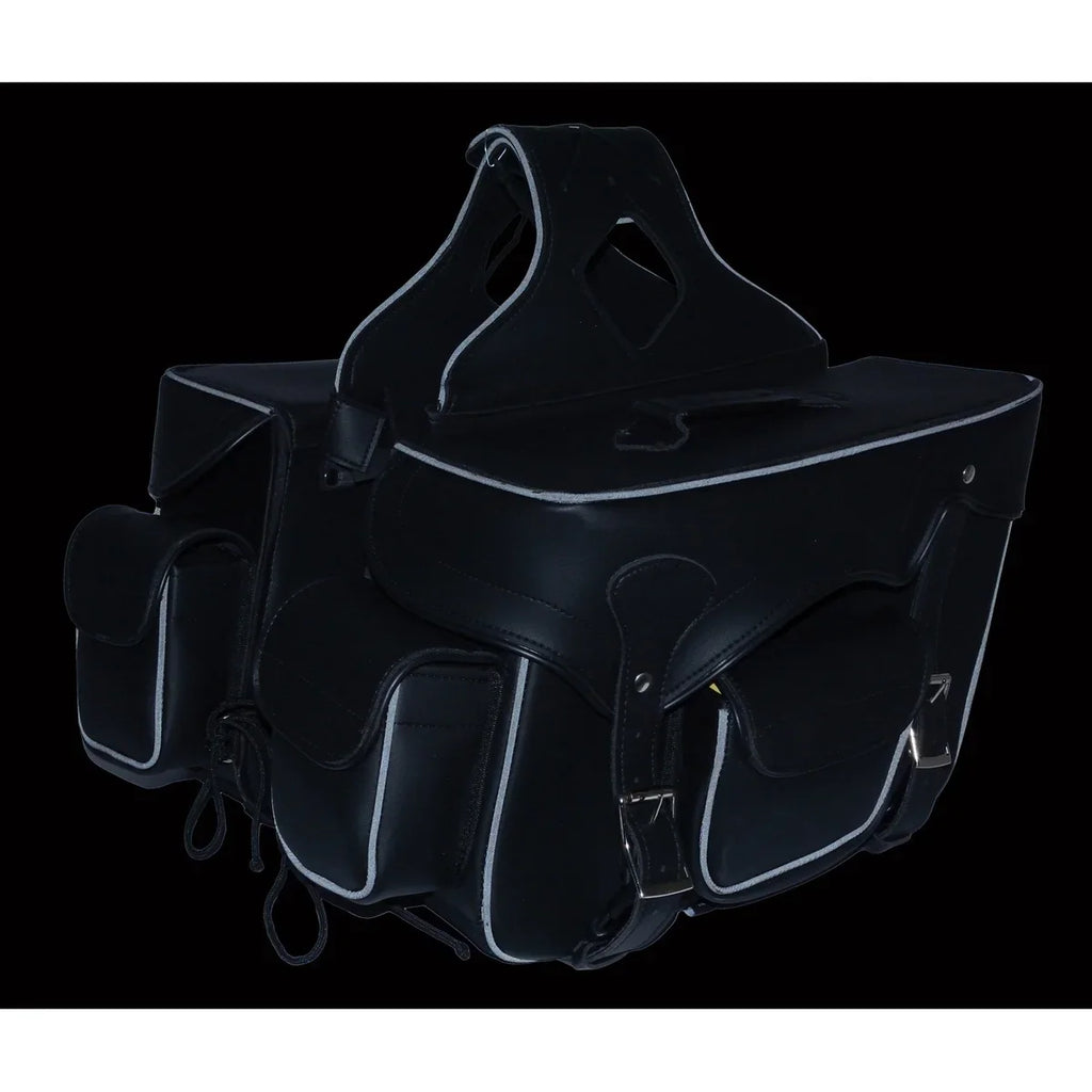 Milwaukee Leather SH66602 Zip-Off Double Pocket Studded PVC Throw Over Motorcycle Saddlebags