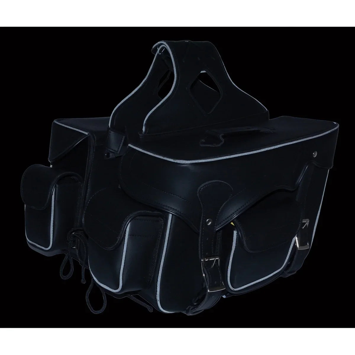 Milwaukee Leather SH66602 Zip-Off Double Pocket Studded PVC Throw Over Motorcycle Saddlebags