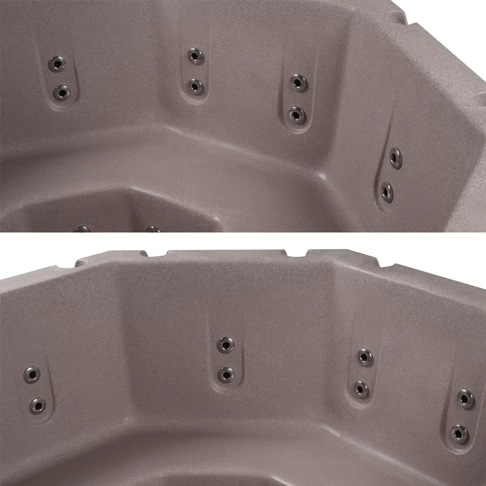 Aqualife Lagoon 8 Seater Hot Tub Spa with 20 Jets, LED lighting & Tub shield, Millstone Brown