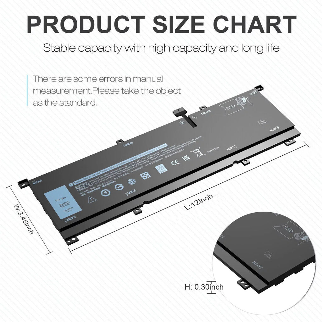 New 0TMFYT 8N0T7 Laptop Battery For  XPS 15 9575 P73F Precision 5530 2-in-1