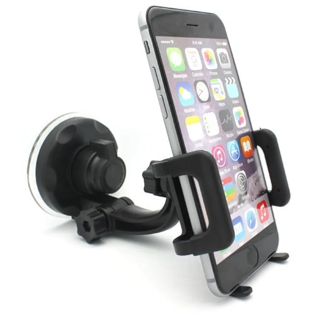 Car Mount Windshield Phone Holder Swivel Cradle Window Rotating Dock Suction Black D8 for Motorola Droid Turbo 2, Moto Z Droid Force Droid -  Galaxy J3 J5 J7, Note 4 5, S5 S6 Edge Edge+ S7