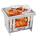 MABOTO Outdoor Stainless Steel Grill Portable Wood Burning Camping Folding BBQ Grill Windproof Camping Picnic Tool For Home Park Use