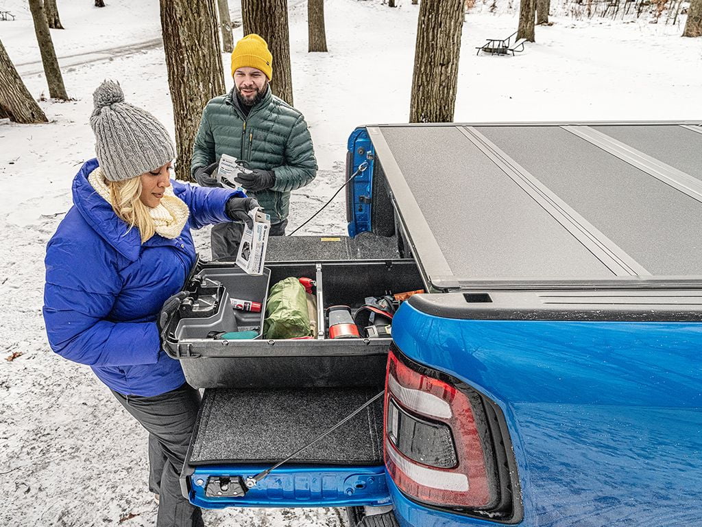 BAK by RealTruck BAKFlip MX4 Hard Folding Truck Bed Tonneau protector | 448525 | matching with 2017 - 2023 Nissan Titan 5' 7" Bed (67")
