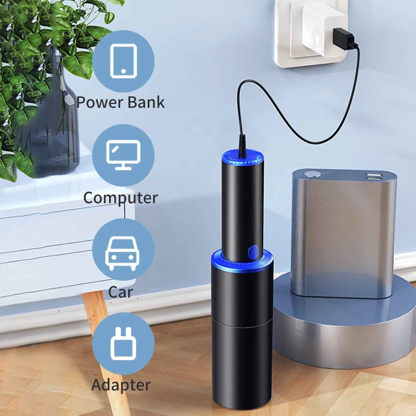 Anself 10000Pa Car Cleaner Portable  Handheld USB Cleaner 120W Strong Suction Cleaner for Pet Hair Dust Gravel Cleaning Home Office