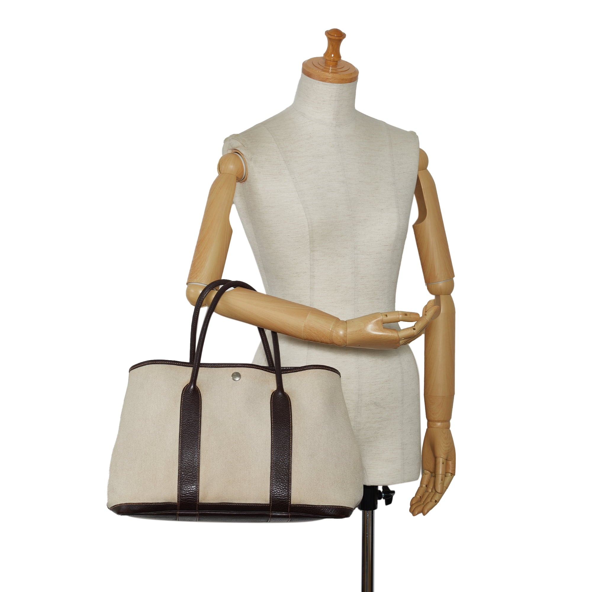 Pre-Owned Authenticated Hermès Garden Party PM Canvas Fabric Brown Tote Bag Unisex (Good)