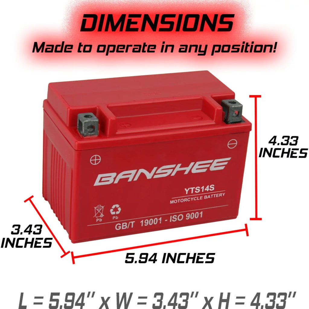 Banshee YTZ14S Motorsports Battery suitable with Benelli Tornado Naked Tre 1130 Sport Evo