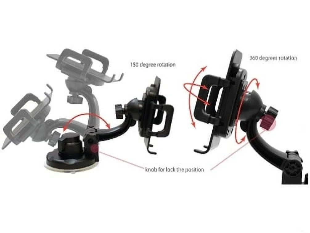 Car Mount Windshield Phone Holder Swivel Cradle Window Rotating Dock Suction Black D8 for Motorola Droid Turbo 2, Moto Z Droid Force Droid -  Galaxy J3 J5 J7, Note 4 5, S5 S6 Edge Edge+ S7