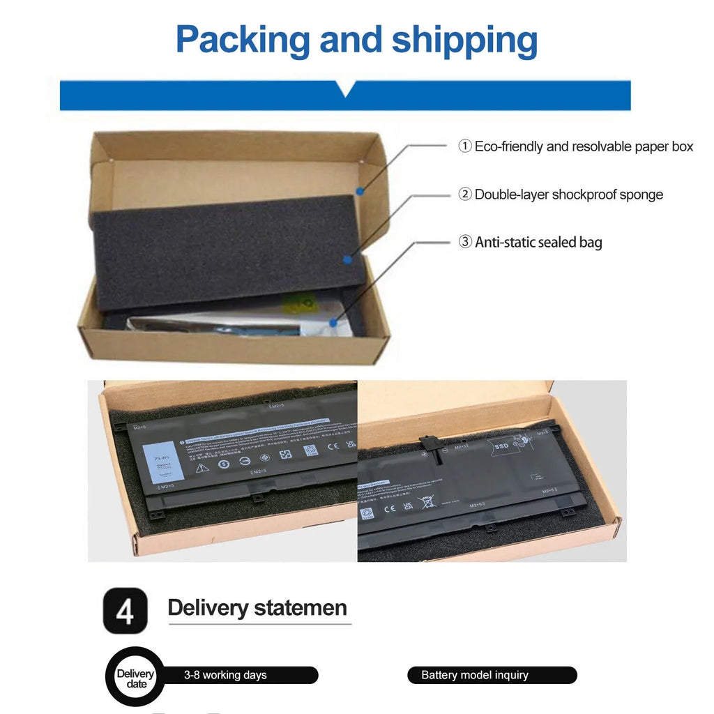New 0TMFYT 8N0T7 Laptop Battery For  XPS 15 9575 P73F Precision 5530 2-in-1