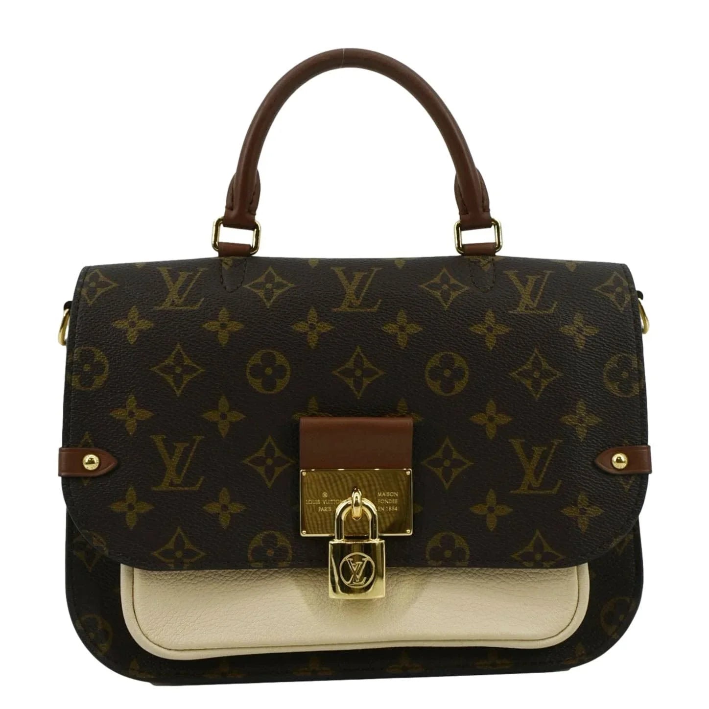 Pre-owned LOUIS VUITTON Vaugirard Monogram Canvas Shoulder Bag Creme