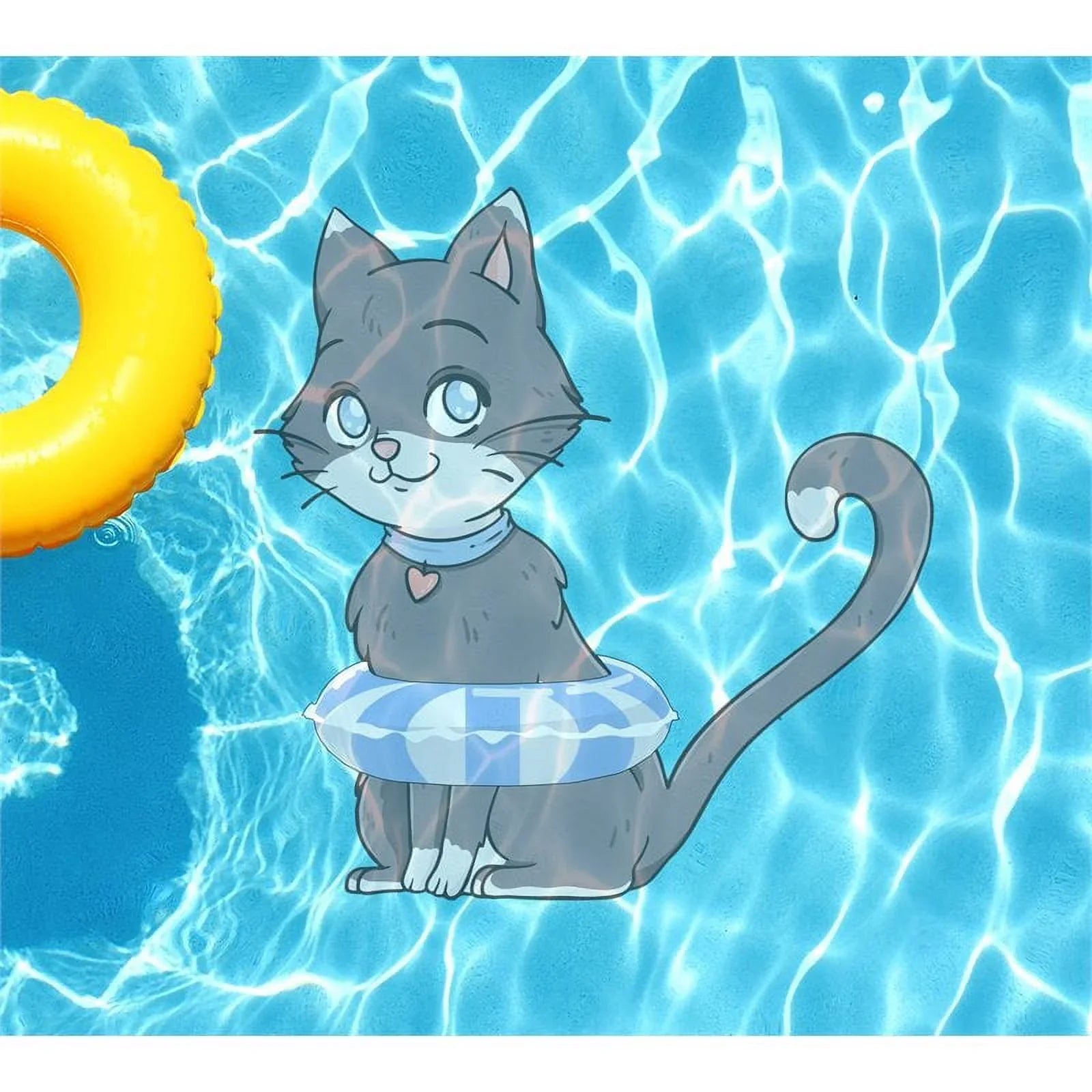 Slick Woody's 60" Kitten Vinyl Underwater Pool Mat Tattoo in Gray