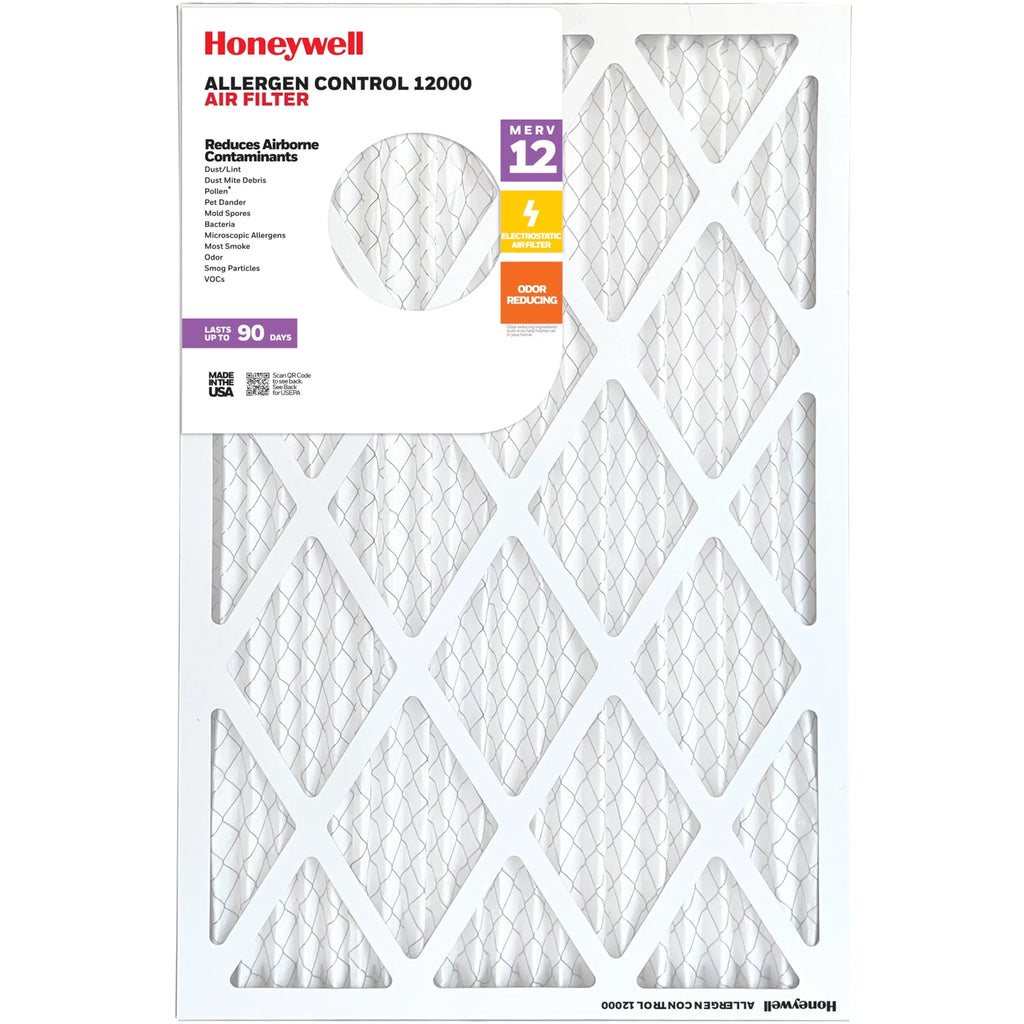 Honeywell 14x25x1 MERV 12 Pleated HVAC Furnace Air Filter- 12 Pack