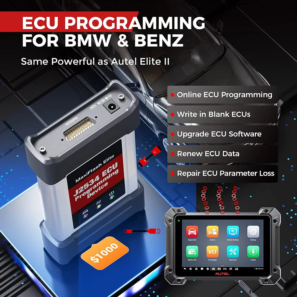 Autel MaxiCOM MK908 Pro II Car Diagnostic Scan Tool J2534 Programming ECU Coding Bi-directional, 38+ Services,J2534 Pass-Thru, AutoScan 2.0