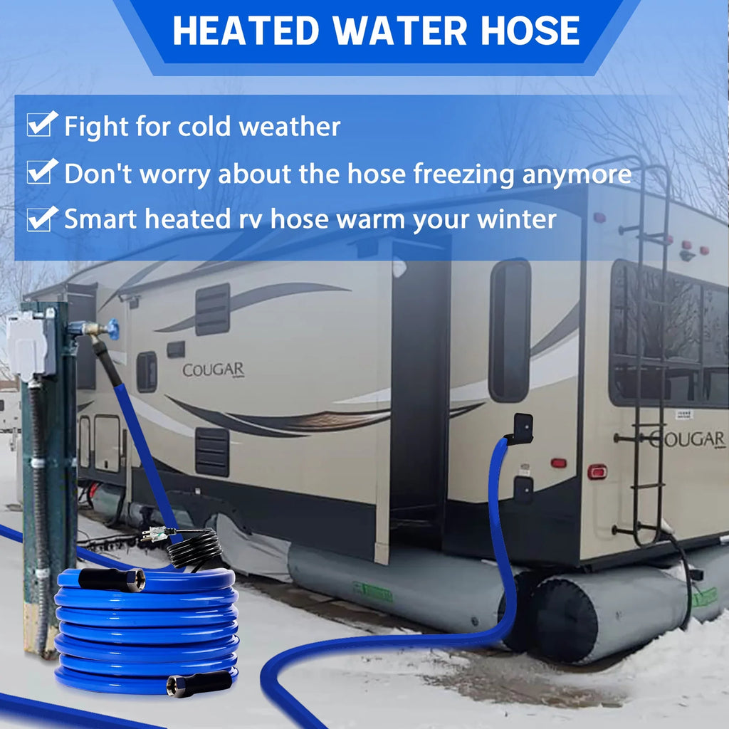 15 FT  Heated liquid Hose for RV Outdoor  Drinking moisture Hose Freeze Protection Down to -45 F for RV  Trailer