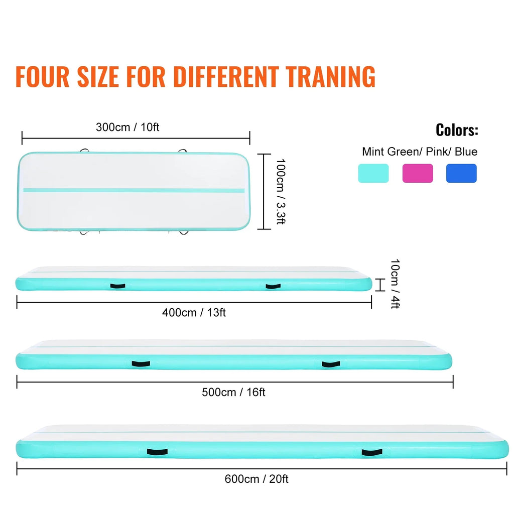 SKYSHALO Air Mat Inflatable Training Tumbling 20ft with Pump Gym Gymnastics Mat