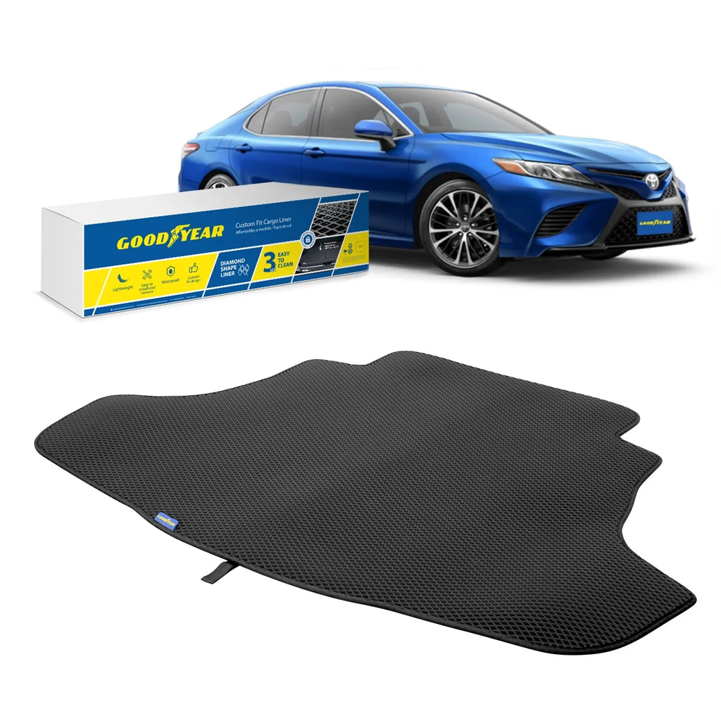 Goodyear Custom Fit Cargo Mat Liner for  Camry 2018-2024 - Heavy Duty Trunk Liner, Diamond Shape, Luggage with Waterproof, Liquid & Dirt Trapping Technology - Anti-Slip Cargo Liner - GY004551