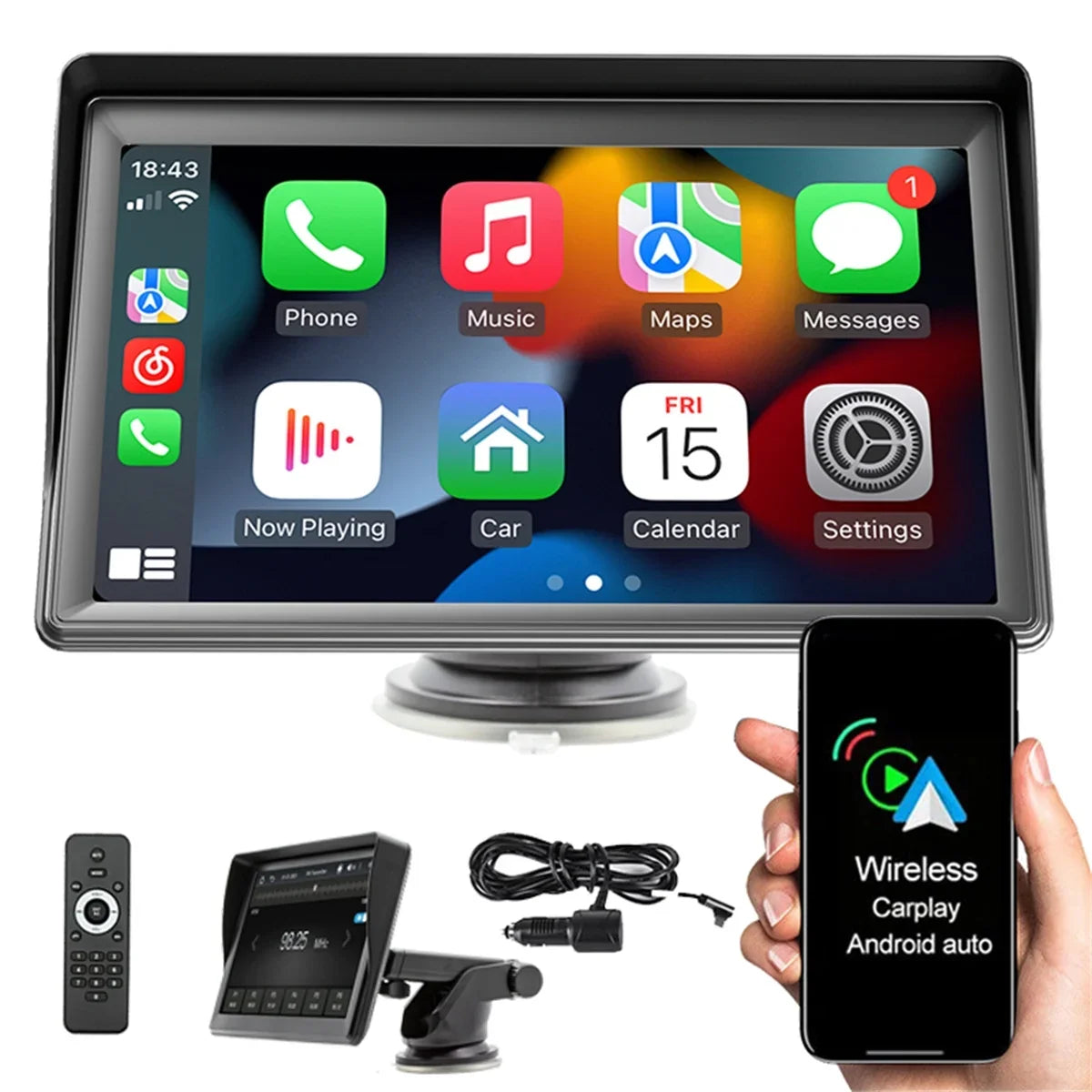 7 Inch Car Stereo Radio, Double DIN Bluetooth Car MP5 Player, Digital Display Full HD Touchscreen with Reverse Camera and Mirror Link Function, android auto