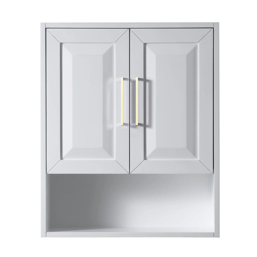Wyndham Collection  Dark Blue Daria Over-the-Toilet Bathroom Wall-Mounted Storage Cabinet with Matte Black Trim