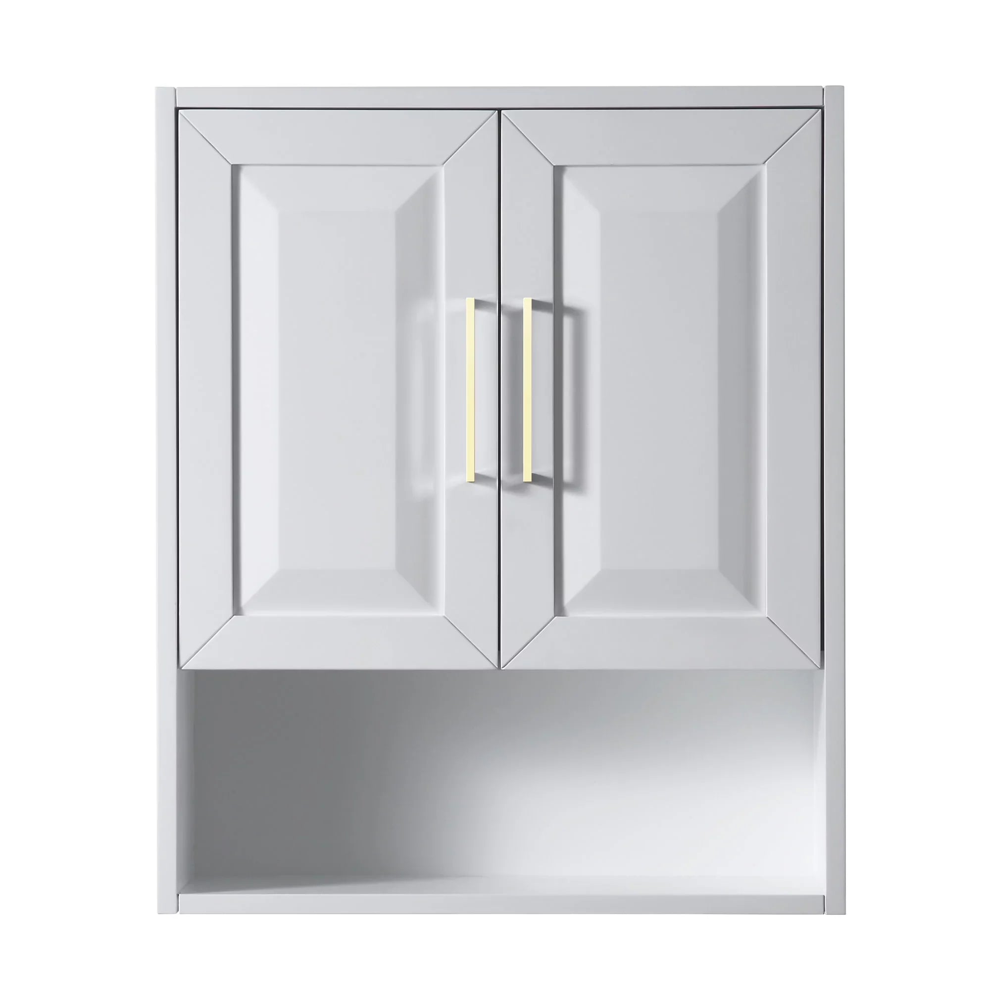 Wyndham Collection  Dark Blue Daria Over-the-Toilet Bathroom Wall-Mounted Storage Cabinet with Matte Black Trim