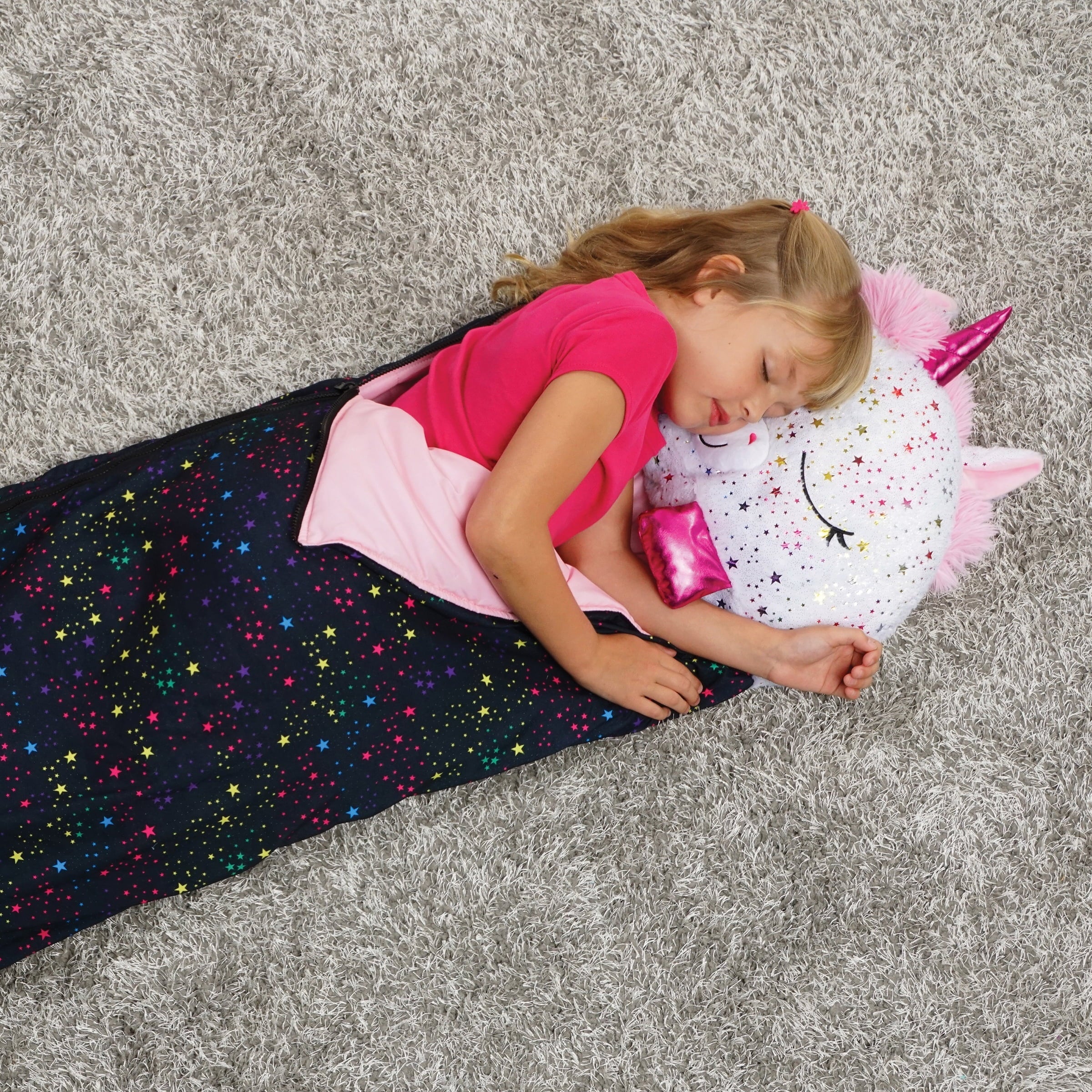 Happy Nappers Pillow Plush Toy and Sleeping Sack in One, Unicorn