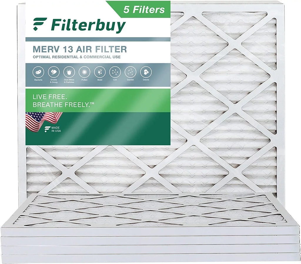 Filterbuy 16x21x1 MERV 13 Pleated HVAC AC Furnace Air Filters (5-Pack)