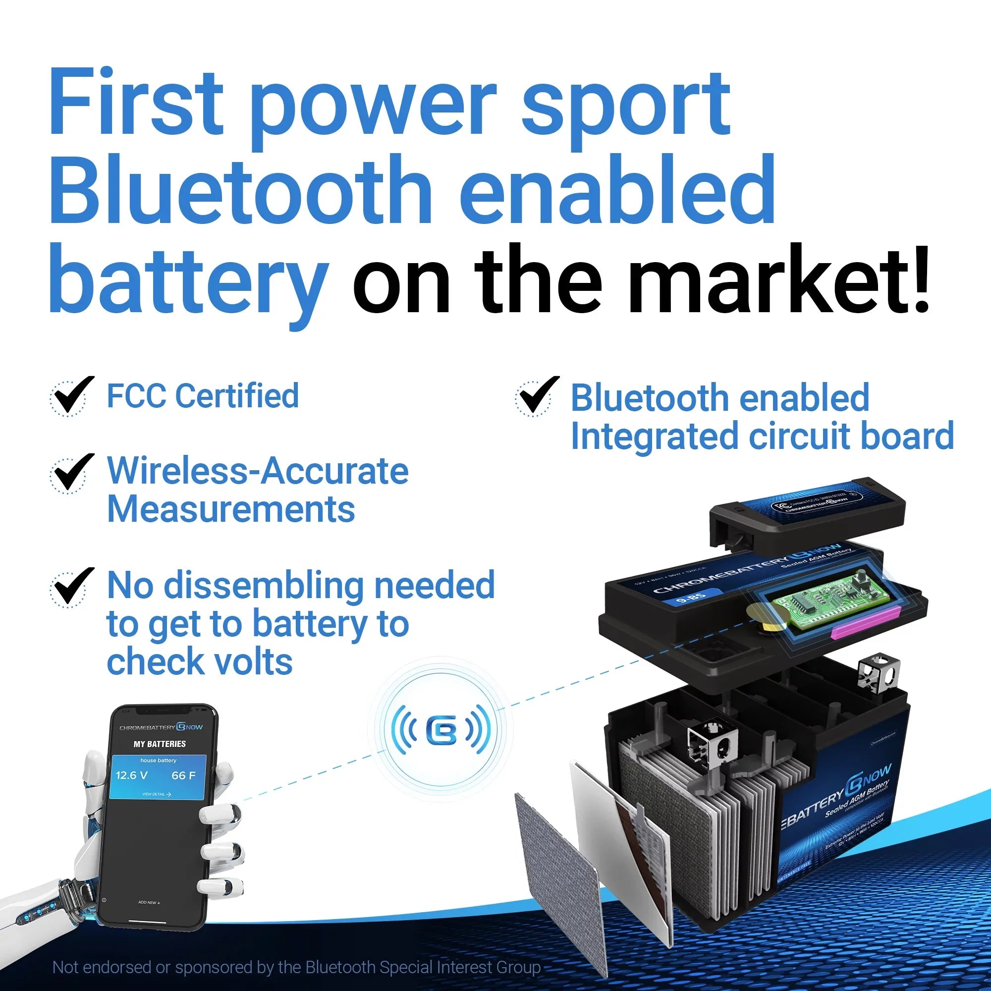 Chrome Battery Now Ytx20l-bs (20l-bs 12 Volt,18 Ah, 270 Cca) Intelligent Wireless Smartphone Connectivity AGM Battery for Personal Watercraft - Brp (sea-doo) 900 Gti 90 Years (2018 - 2020)
