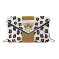 Bee B-Spark Leopard Print Beaded Clutch Crossbody, Multi