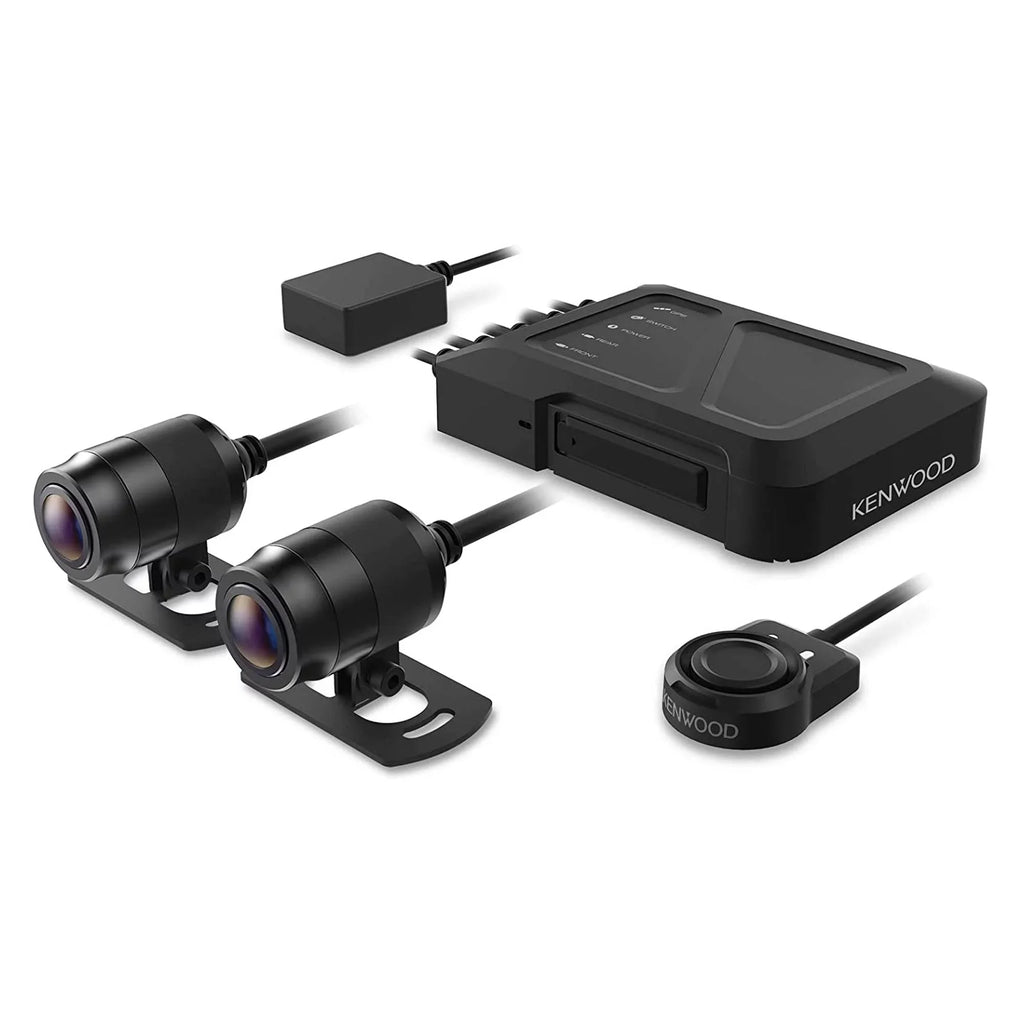 Kenwood STZ-RF200WD Motorsports HD Dash Cam with GPS and Rear-View Camera with 2 Kenwood STZ-RFCC500 16ft (5m) Extensional Cable
