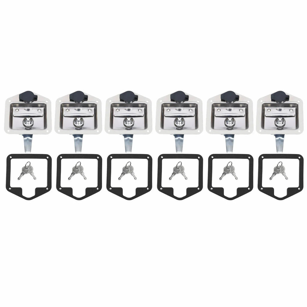 Set of 6 Folding T-handle Tool Box Lock RV Door Latch w/ 12 Keys Stainless Steel