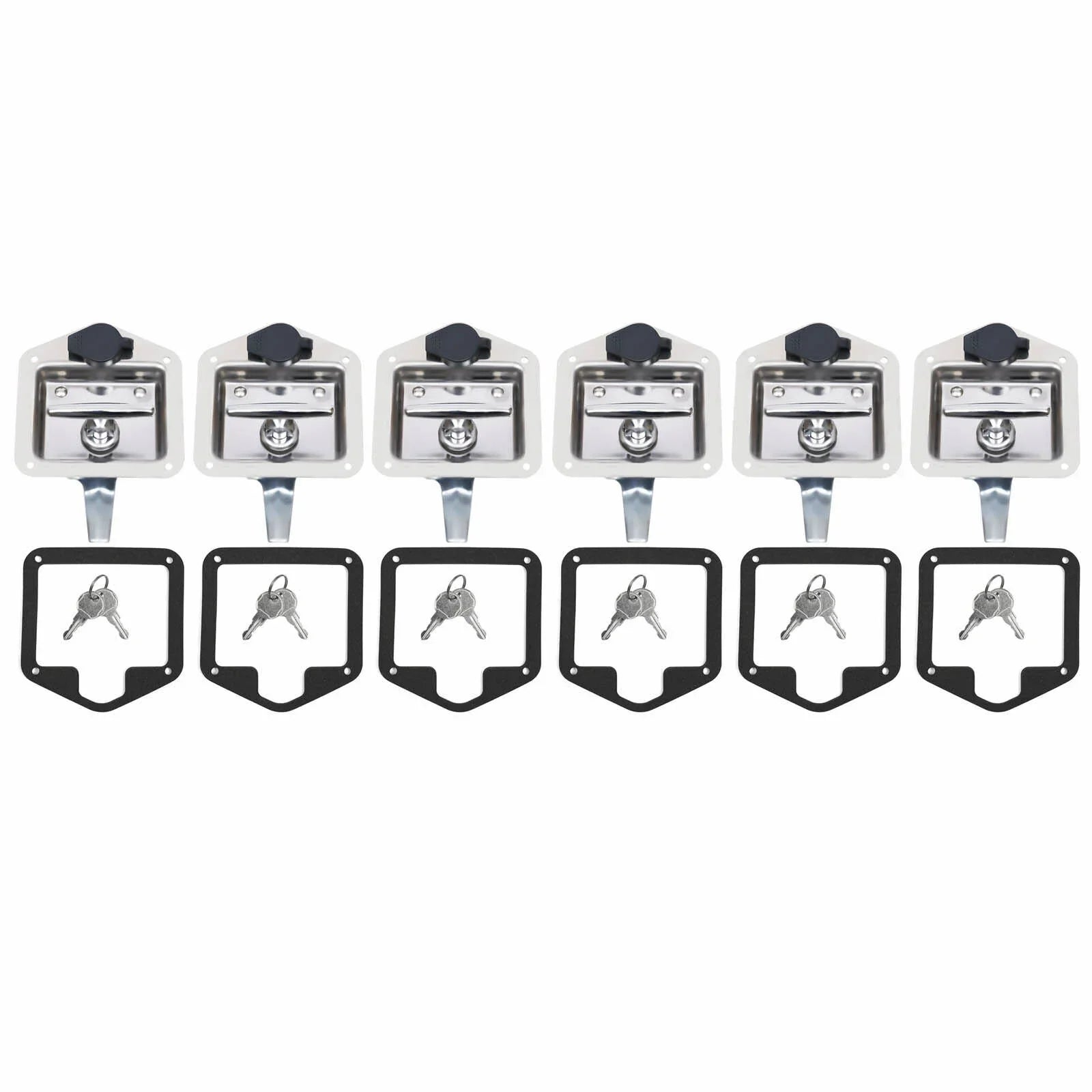 Set of 6 Folding T-handle Tool Box Lock RV Door Latch w/ 12 Keys Stainless Steel
