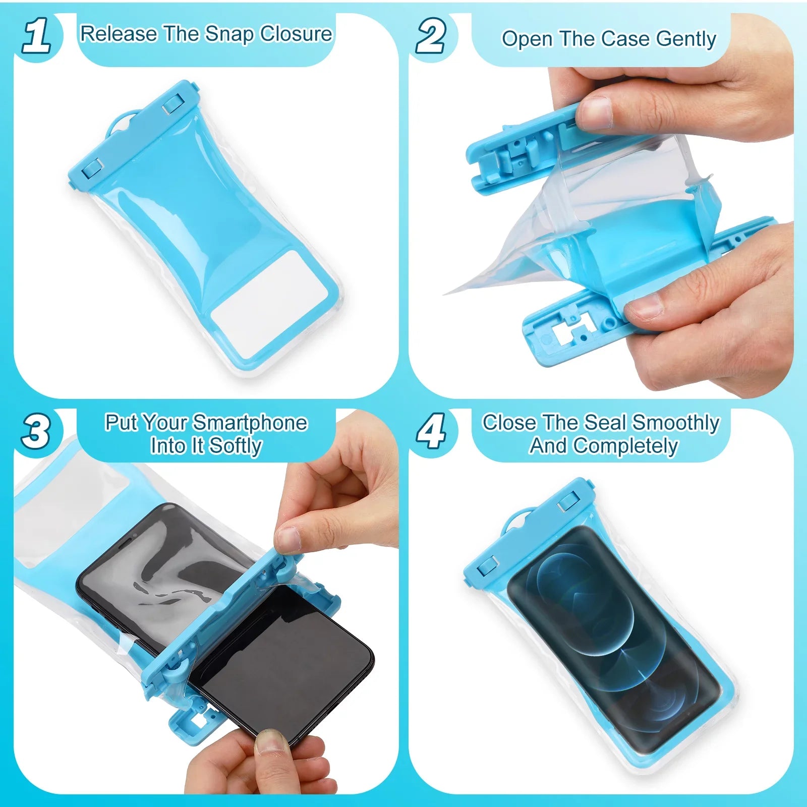 Urbanx Universal Waterproof Phone Pouch Cellphone Dry Bag Case Designed For Ulefone Armor 7 Perfect Fit for All Other Smartphones Up To 7" - 3 Cases - Mixed Colors